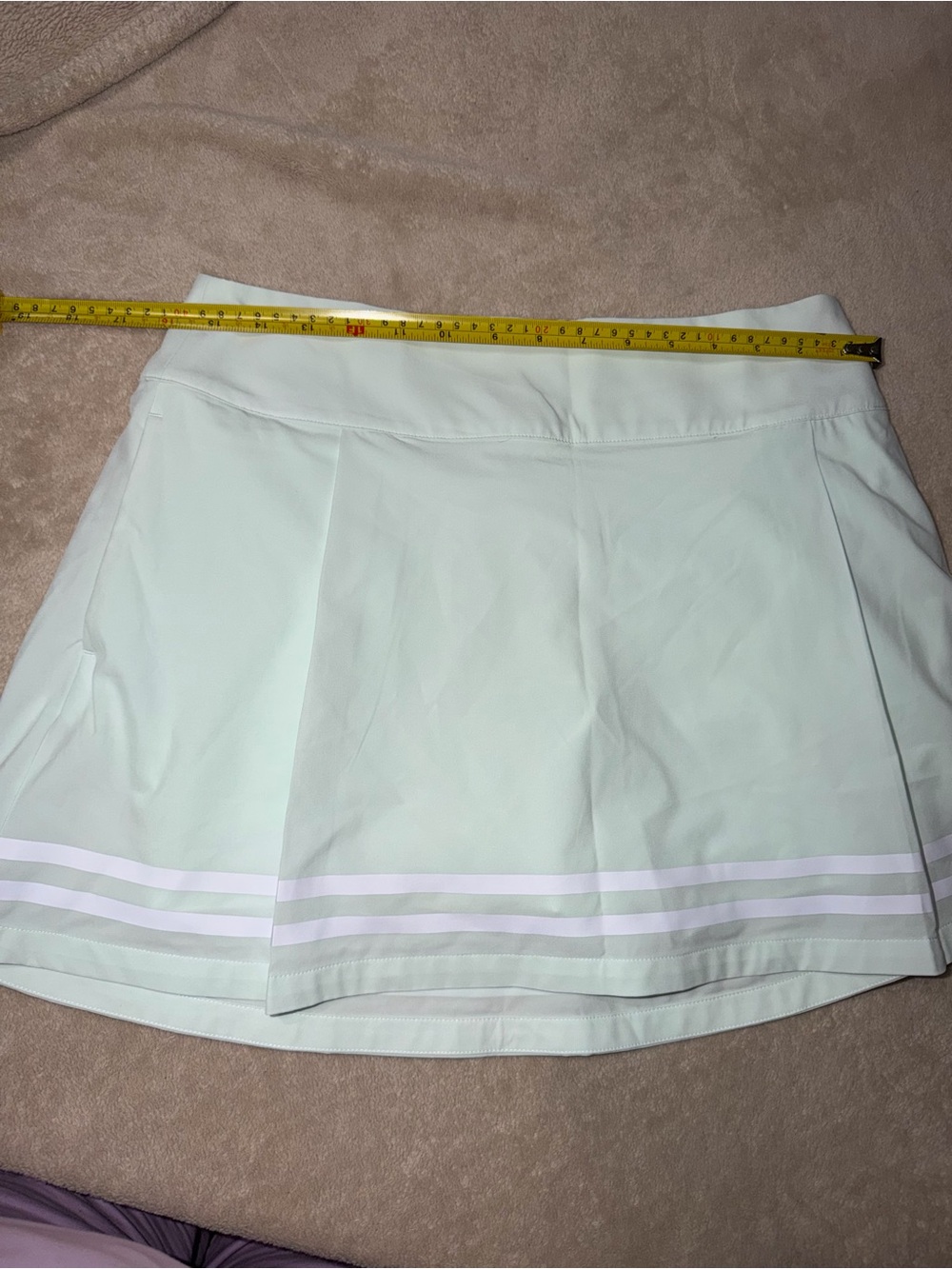 TRUE LIGHT Mint Green Athletic Skort with White Stripe Trim